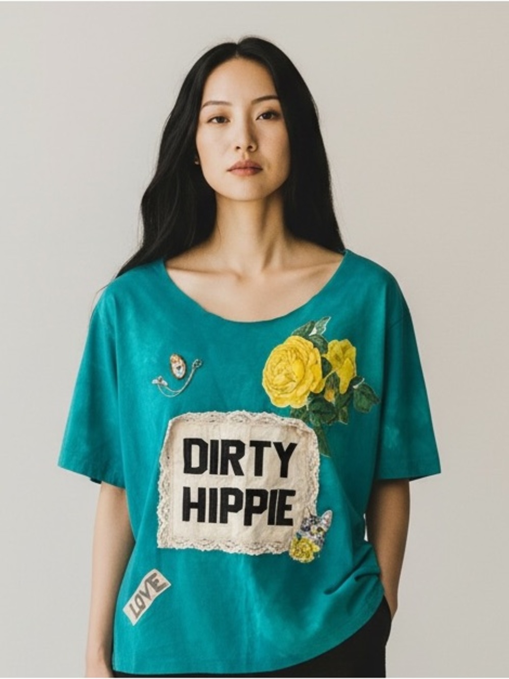 CUSTOM DESIGNED OVER-DYED EMBELLISHED TEE